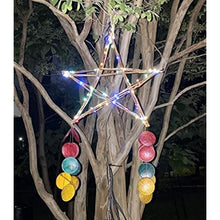 Gift Ko Handmade Bamboo Star Christmas Parol 15" Colored Tails & Solar LED Fairy Lights